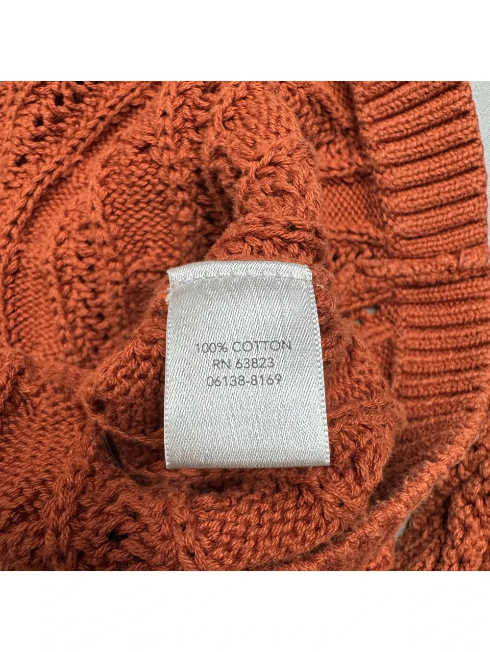 Christopher & Banks Womens Cardigan Cotton Cable Knit PL Orange Cottagecore - Picture 7 of 7